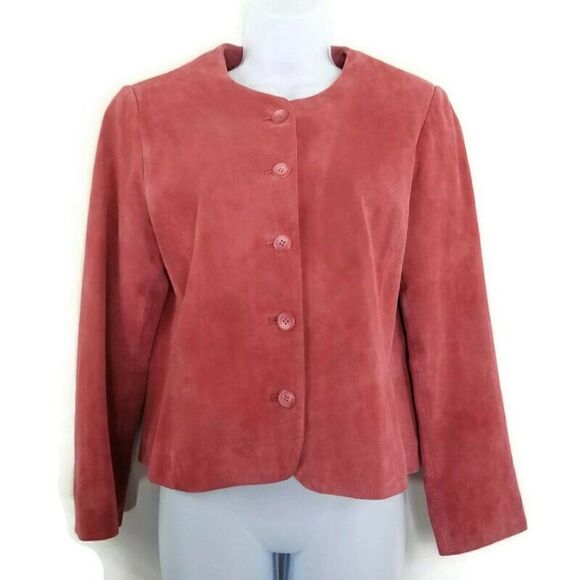 Pendleton Women's Petite Size Small Pink 5-button Leather Jacket - Picture 1 of 10